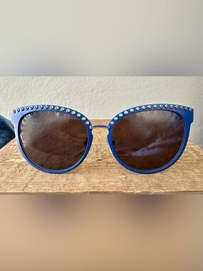 Brand New Rebecca Minkoff Cat Eye Navy Blue Silver “Harrison” Sunglasses